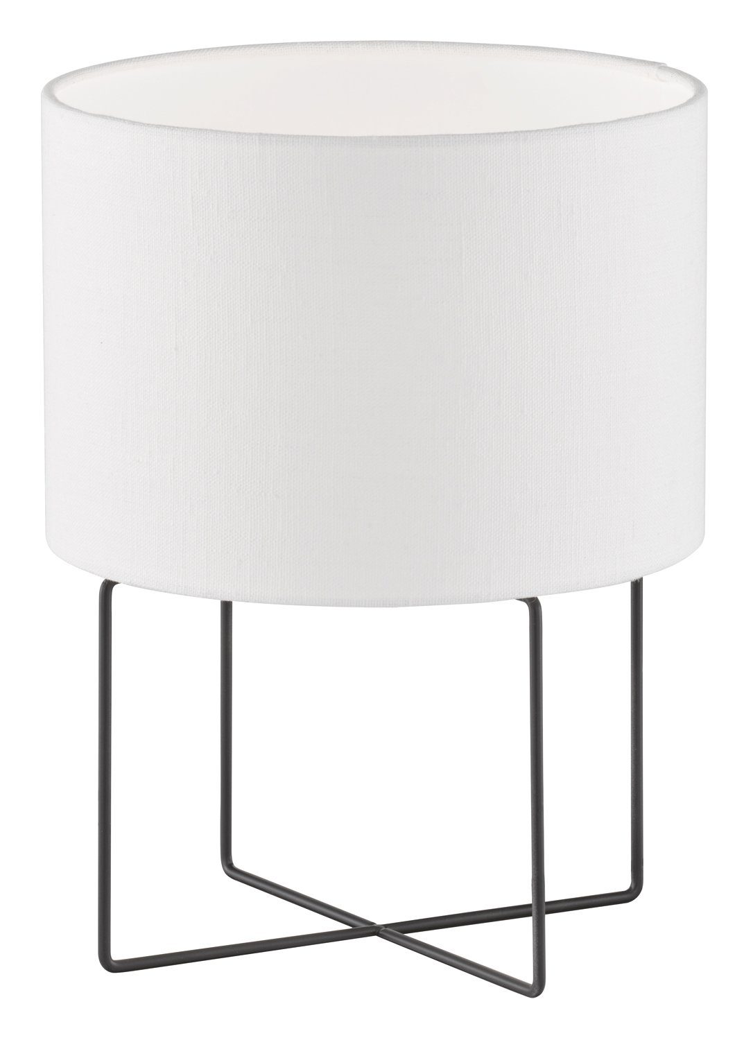 FISCHER & HONSEL Tischleuchte JAVA, 1-flammig, Weiß, Schwarz, Metall, H 32 cm, ohne Leuchtmittel, Lampenschirm aus Stoff