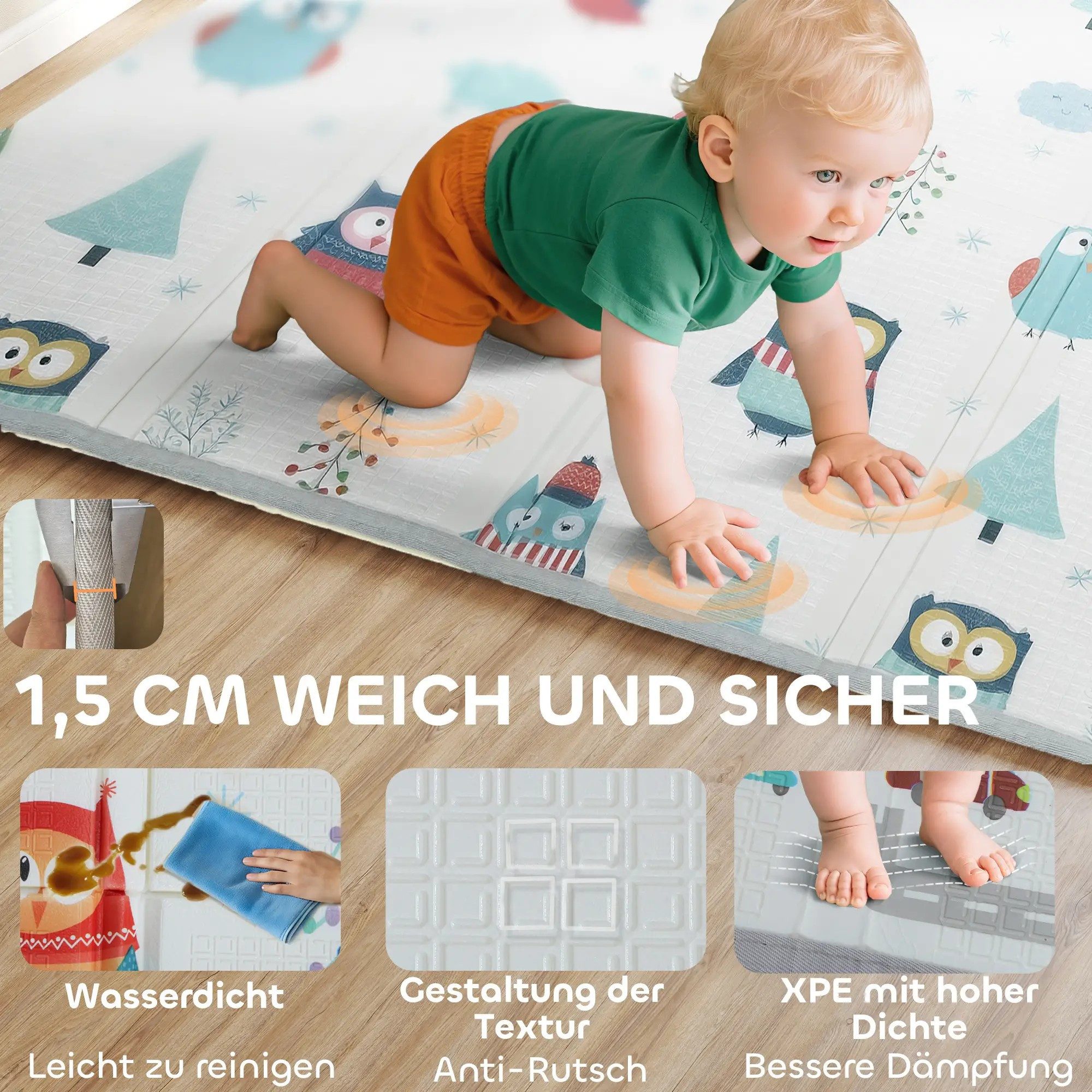 BlingBin Spielmatte Krabbelmatte Faltbar Doppelseitige Baby-Spielmatte Kind günstig online kaufen
