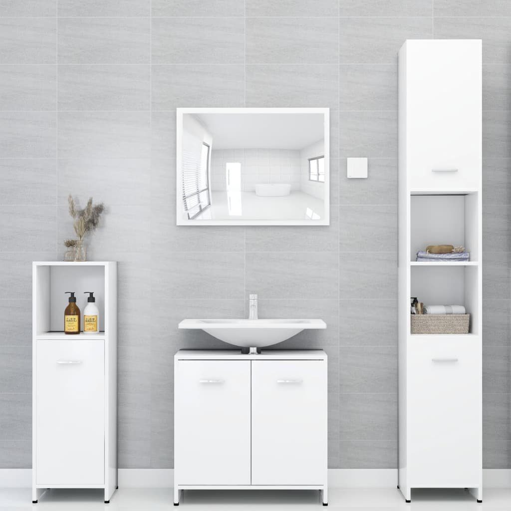 vidaXL Badezimmer-Set Badezimmerschrank (1-St) Holzwerkstoff, 30x30x95 Weiß cm