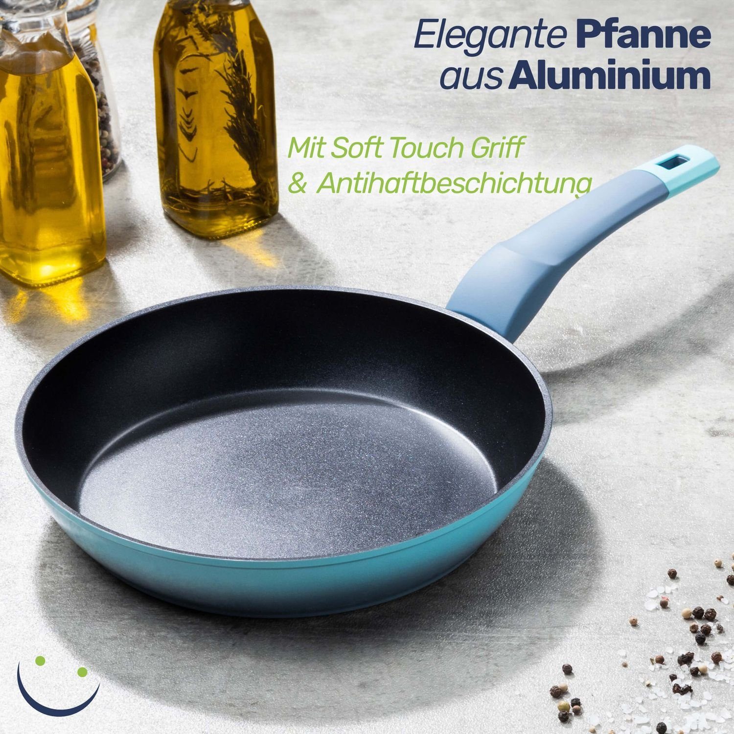 Gravidus Bratpfanne 24 cm Aluminium Pfanne mit Antihaftbeschichtung & Soft Touch Griff