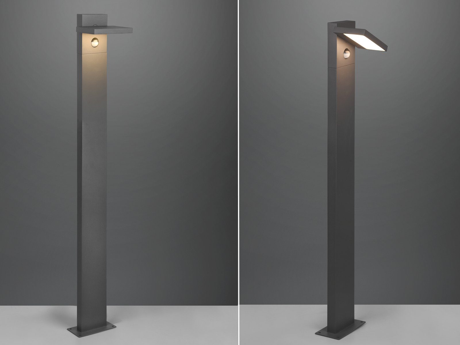 TRIO Leuchten LED Pollerleuchte, Bewegungsmelder, LED fest integriert, Warmweiß, 2er-Set Garten-Wegbeleuchtung aus Aluminium mit Sensor, Höhe100cm