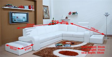 JVmoebel Ecksofa, Moderne Sofa L Form Polster Sitz Ecke Couch + Hocker Wohnlandschaft