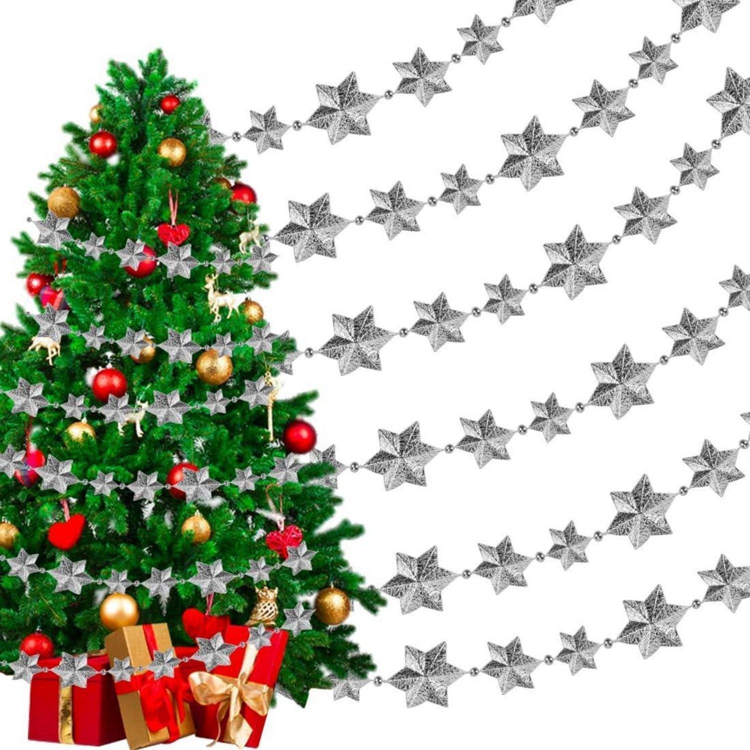 LuxusKollektion Girlanden Girlande Weihnachten Sterne Silber 10m