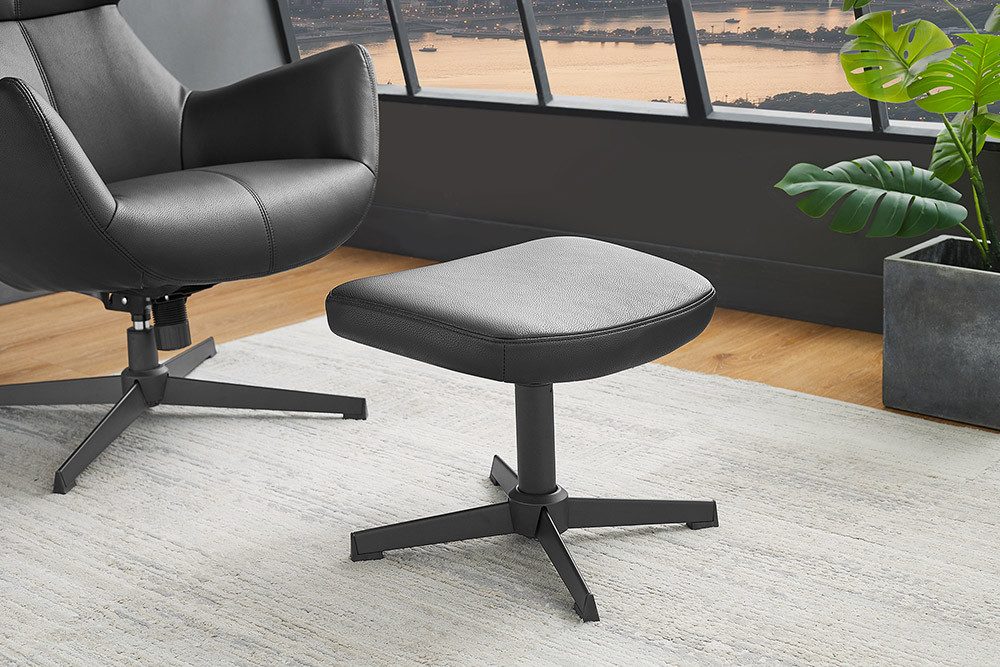 riess-ambiente Fußhocker VOGUE 45cm schwarz- Kunstleder, drehbar, Metallbeine, modern, flexibel (Einzelartikel, 1 St), Fußhocker im Industrial Design - ideal fü – Bild 4 von 5