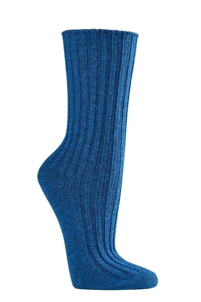 Wowerat Socken Warme Socken mit 40% Biowolle in vielen schönen Farben (2 Paar) blau