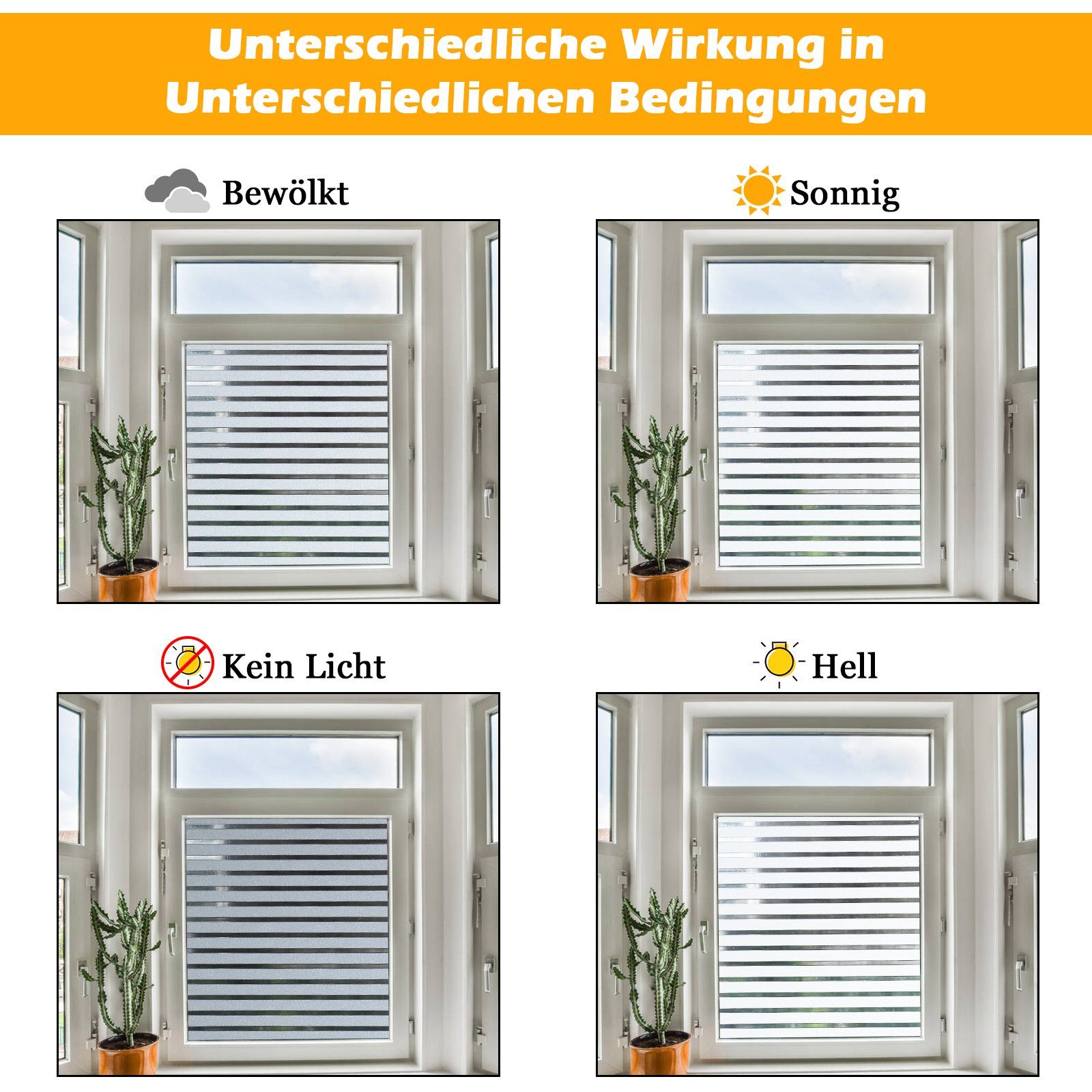 Streifen Lospitch Milchglasfolie Sichtschutzfolie Fensterfolie Fenster Selbstklebend, Fensterfolie