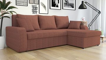 MIRJAN24 Ecksofa Kris Cord, mit Schlaffunktion und zwei Bettkasten, L-Form mit Kissen-Set, L: 238 cm