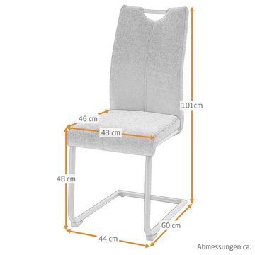 Raburg Freischwinger Esszimmerstuhl ADANA, verschiedene Farben, Feingewebe, Gestell SCHWARZ (4er-Set), gepolstert, mit praktischem Griff, belastbar bis 120 kg