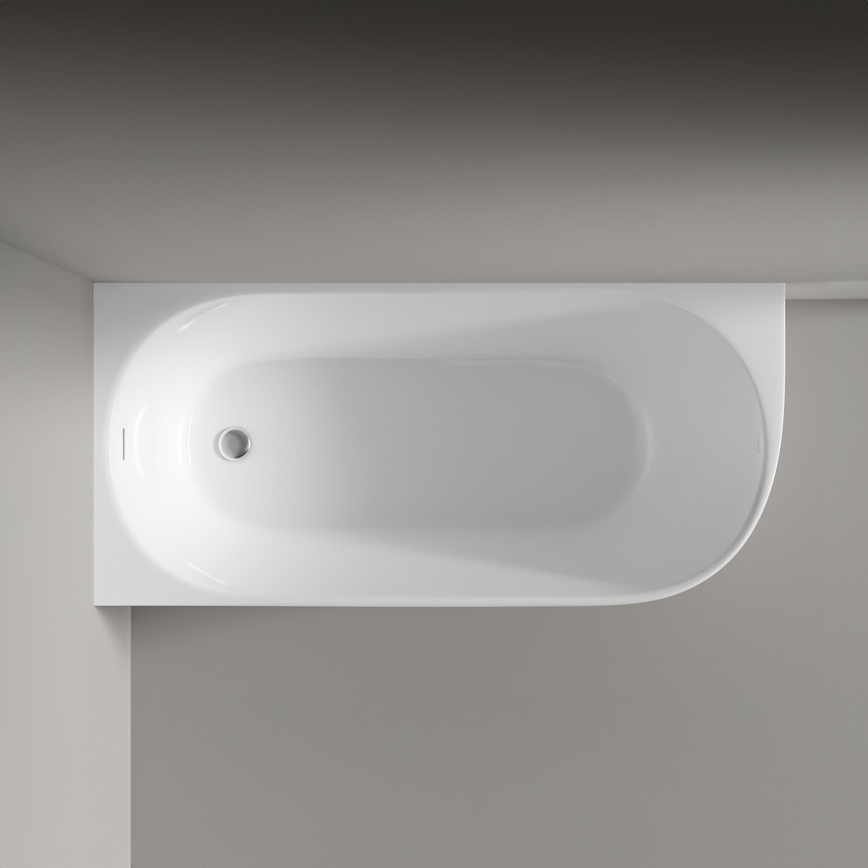 Bernstein Eckwanne NORA CORNER LINKS, Doppelwandig, mit Siphon, Vorwand-Badewanne