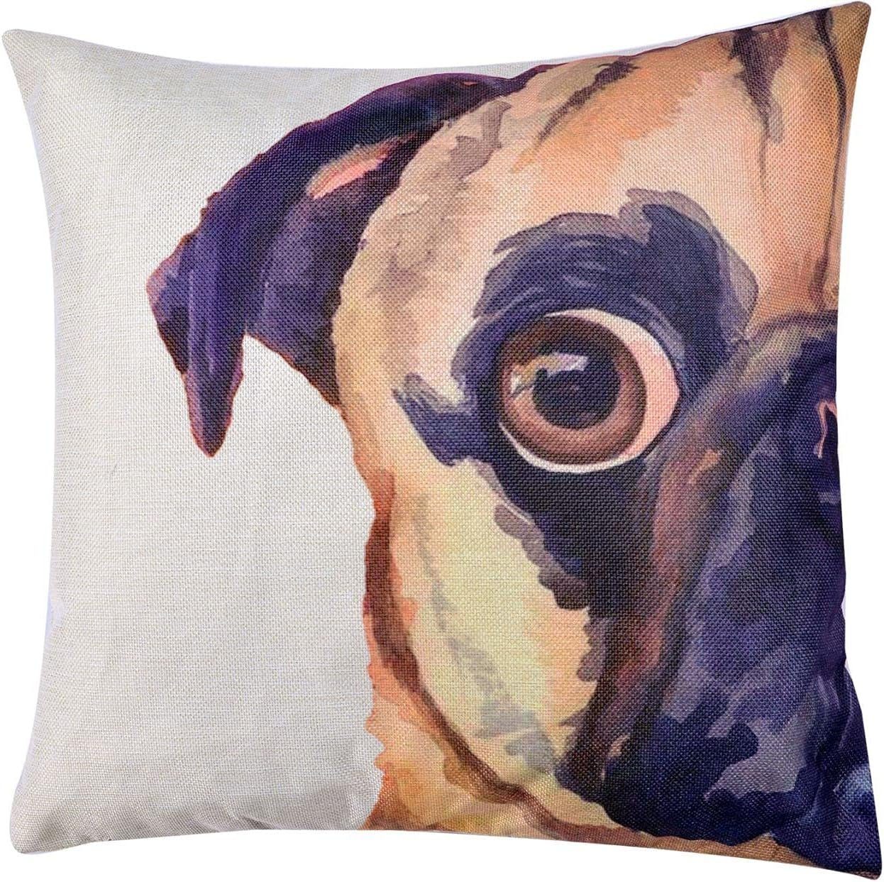 Clayre & Eef Подушкиhülle Подушкиhülle Mops Braun Beige Modern 43 x 43 cm, Mops Hund