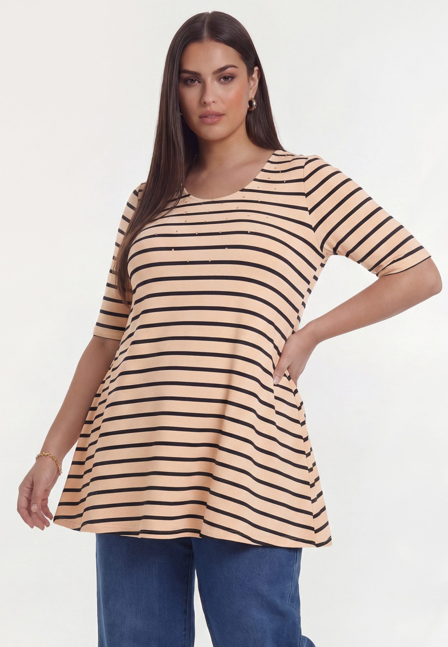 YOEK Tunika Damen Tunika mit Streifendruck