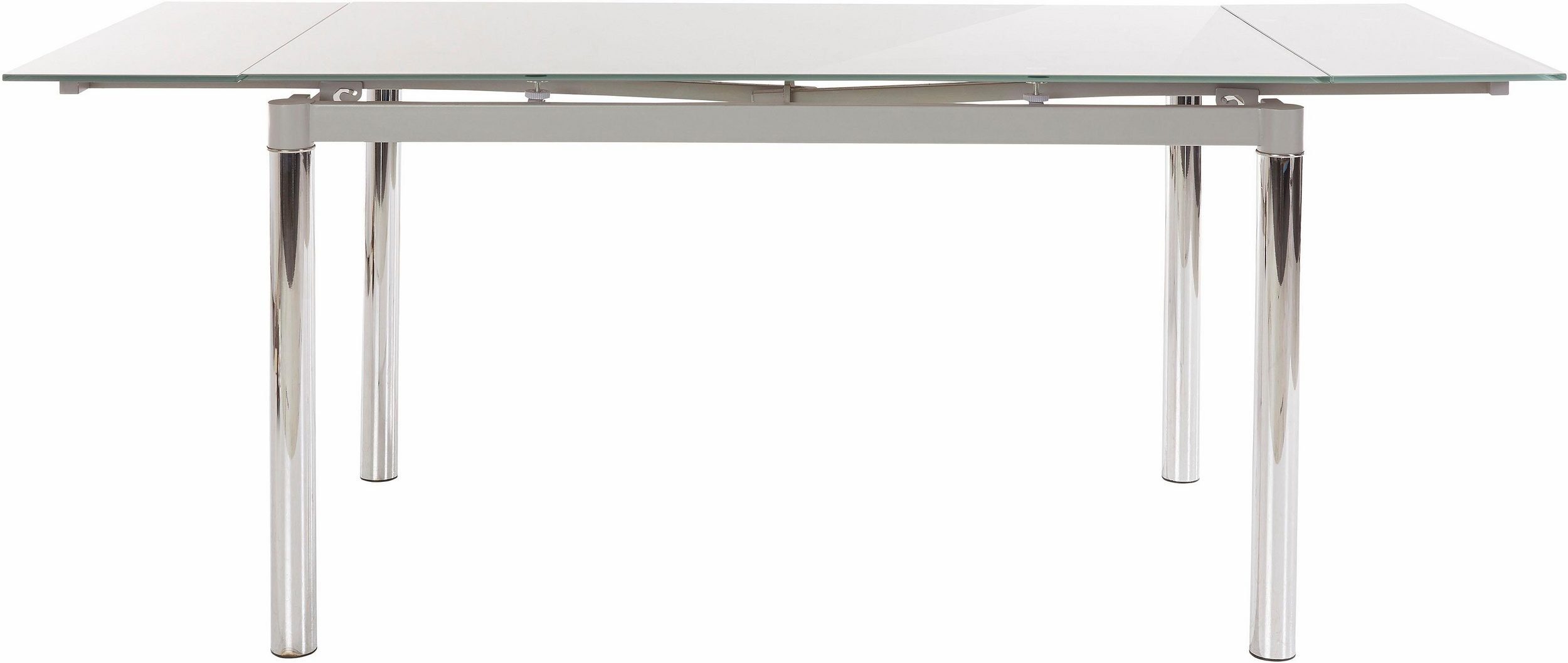200 Tischplatte Esstisch Pippa, grau verlängerbar aus Chrom cm bis Optik, loft24 Glas,