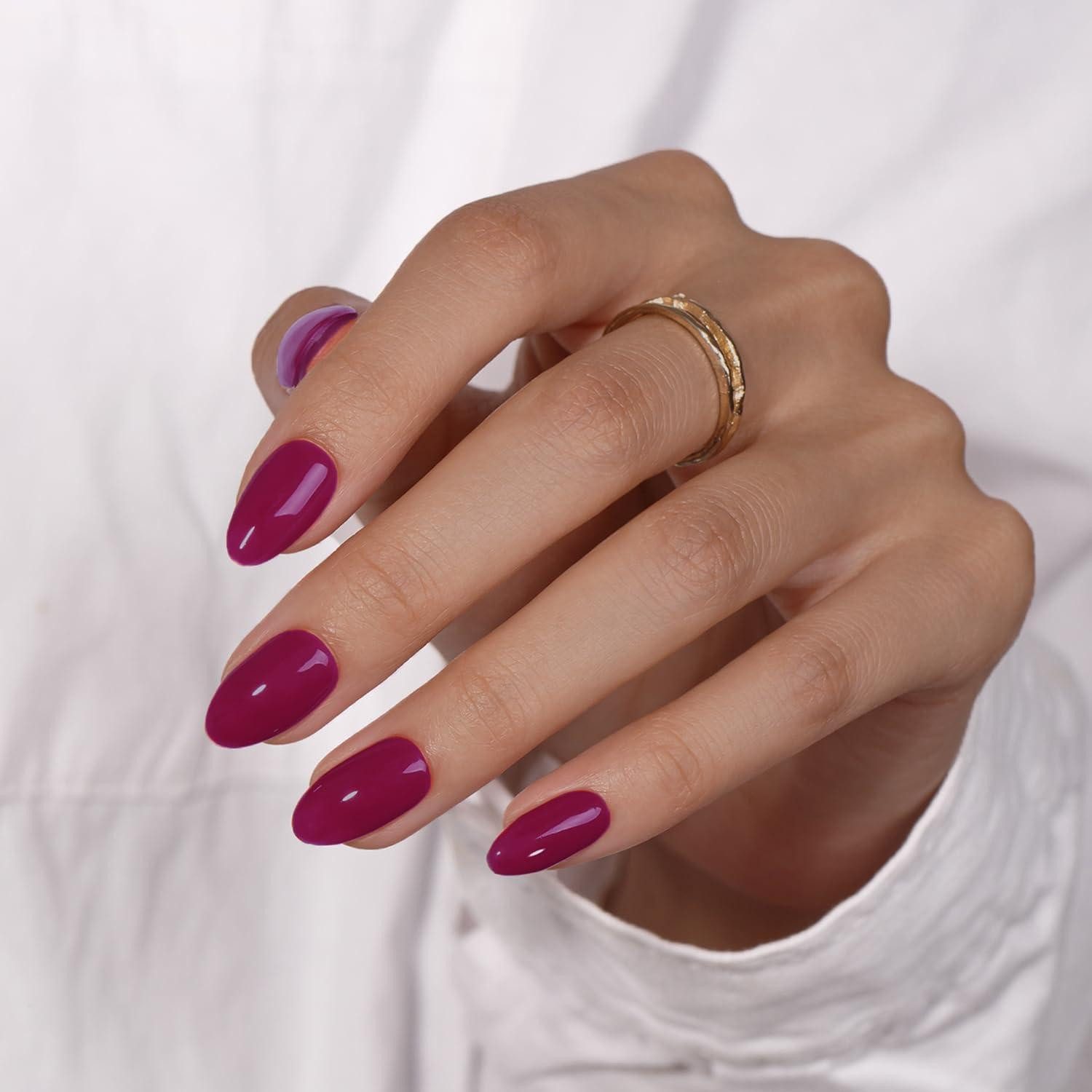 LuxusKollektion Kunstfingernägel Künstliche Nägel Press On Kurz Rund Gel Violett 24 Stück Beere