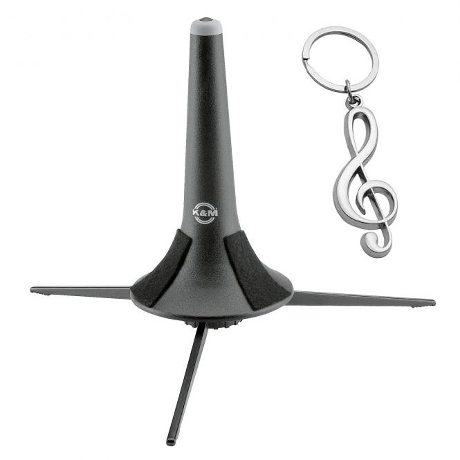 König & Meyer Musikinstrumentenständer K&M 15210 Trompetenständer 3-Fuß mit Anhänger, (für Trompete), mit Schlüsselanhänger