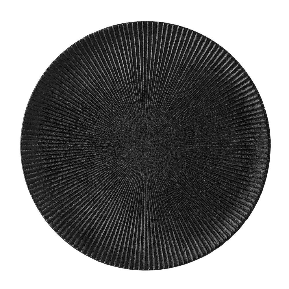Bloomingville Speiseteller Neri Plate, Black, Stoneware, Teller Schwarz 29cm Steingut Gusseisen-Optik nordisches Design