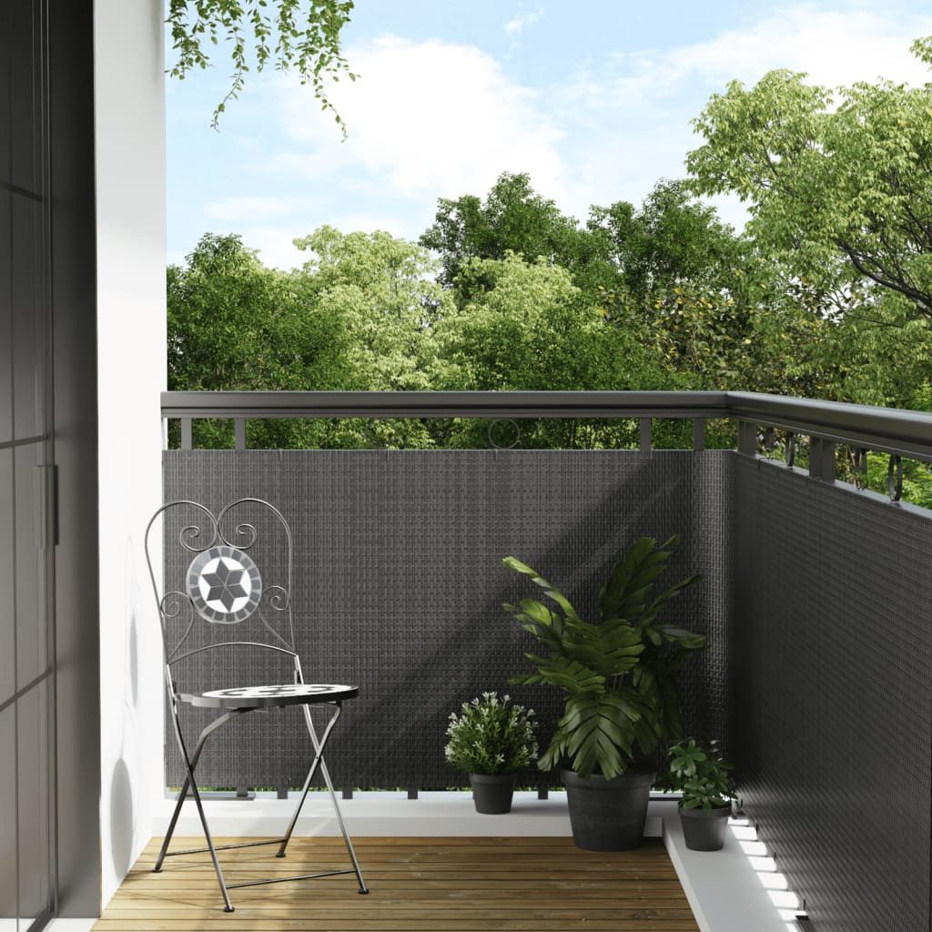 furnicato Balkonsichtschutz Balkon-Sichtschutz Rattan-Optik 300x80 cm Anthrazit Witterungsbeständiger Sichtschutzzaun mit praktischer Rattan-Optik