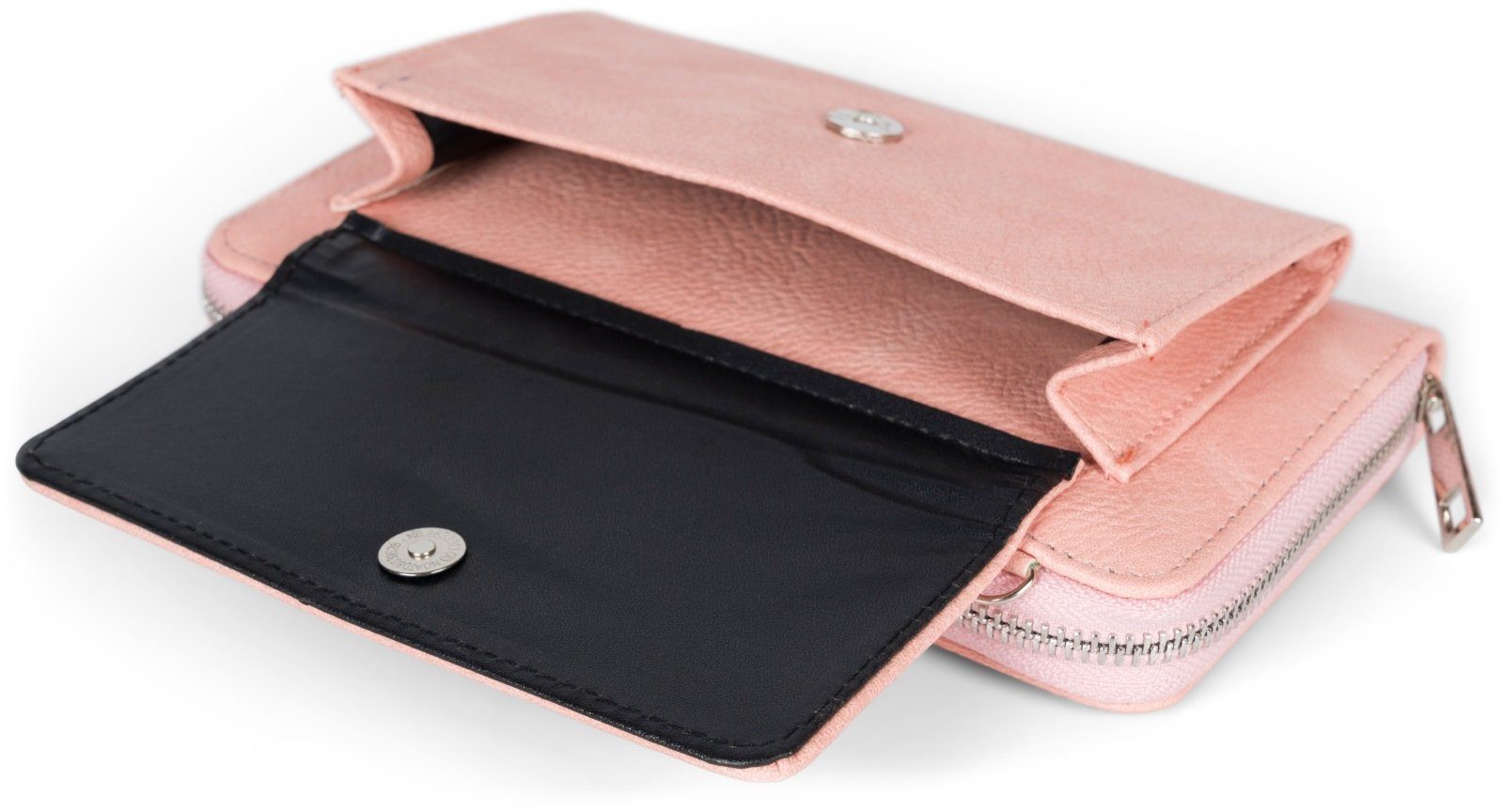 styleBREAKER Smartphonetasche (1-tlg), Geldbörse mit Unifarben Rose Handyfach