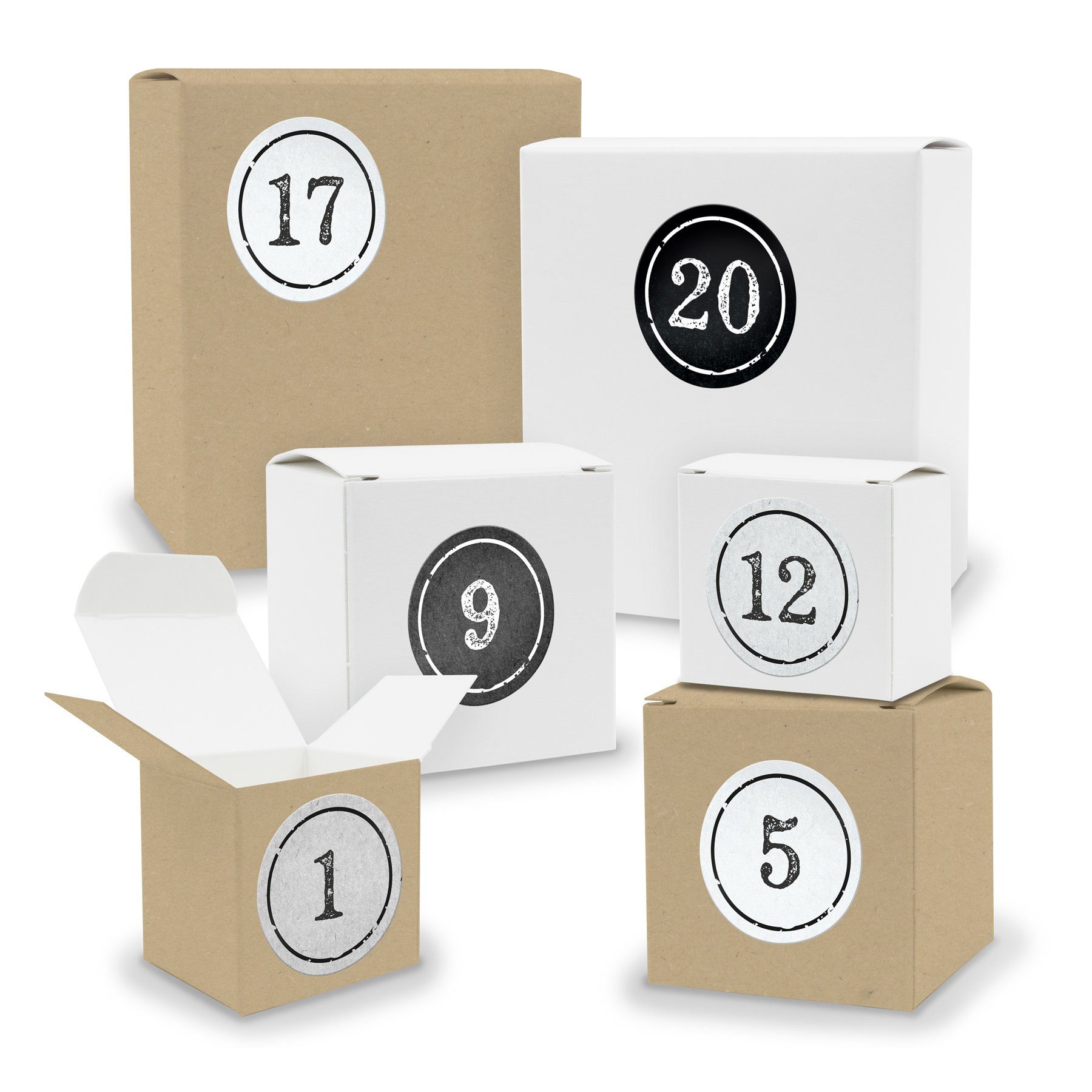 Adventskalender zum Adventskalender / BRAUN Quader Würfel 24x befüllbarer itenga gemischt Füllen WEISS +