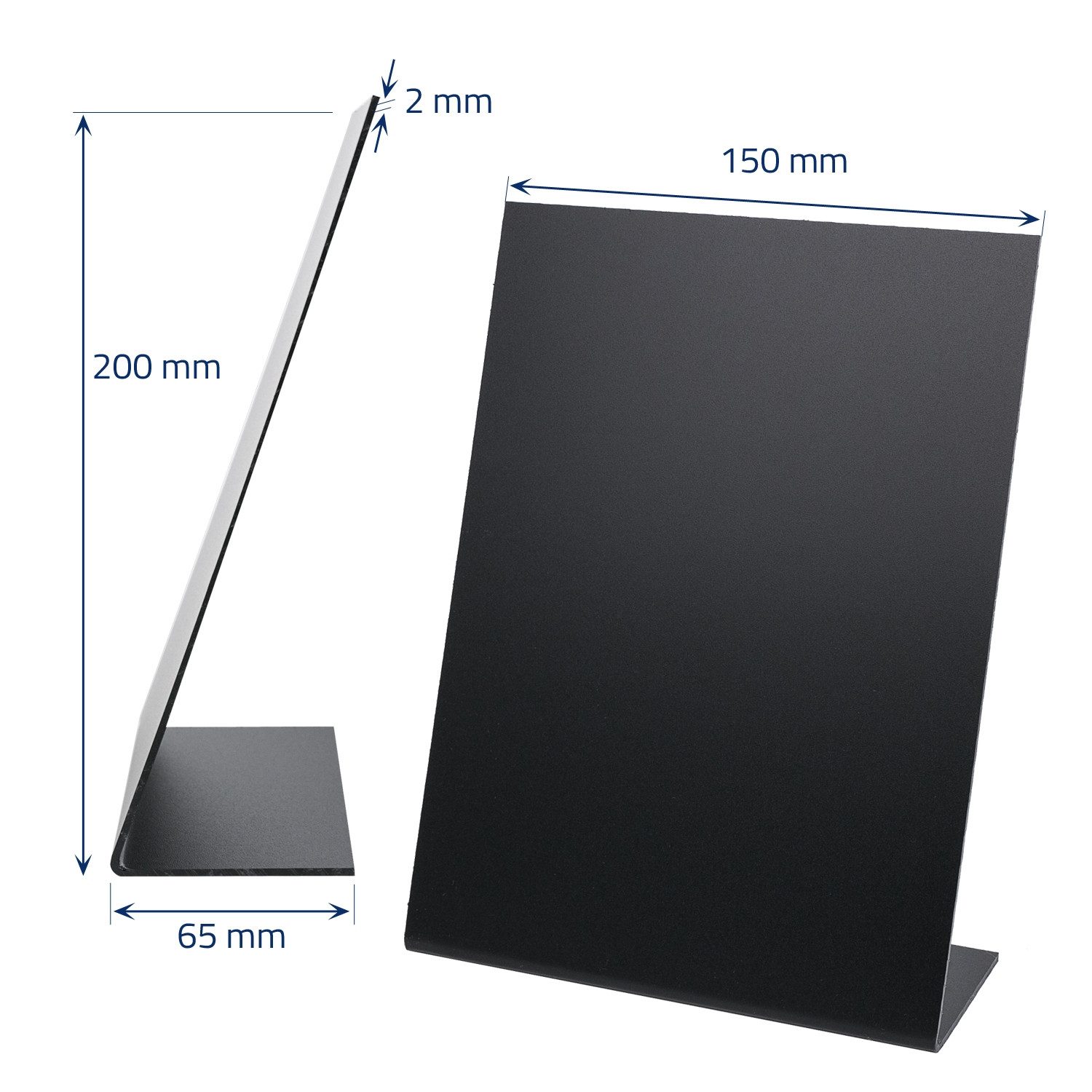 HMF Standtafel Tischaufsteller Kreidetafel, L-Aufsteller, (1-tlg), DIN A5 Hochformat, DIY Deko Kreidetafel, Schwarz