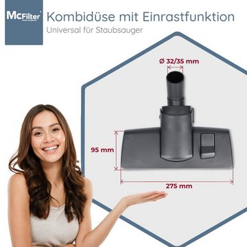 McFilter Kombidüse Universal Staubsauger Düse passend für Miele Siemens Bosch Philips AEG, (1-tlg), Electrolux uvm., Rohraußendurchmesser 32/35mm, Dreh-Kippgelenk