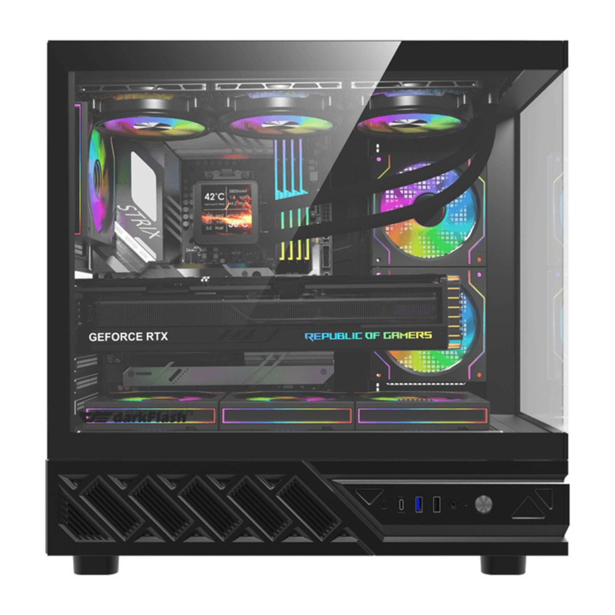 Darkflash PC-Gehäuse DarkFlash DS950 PC Gehäuse + 6 Lüfter Schwarz