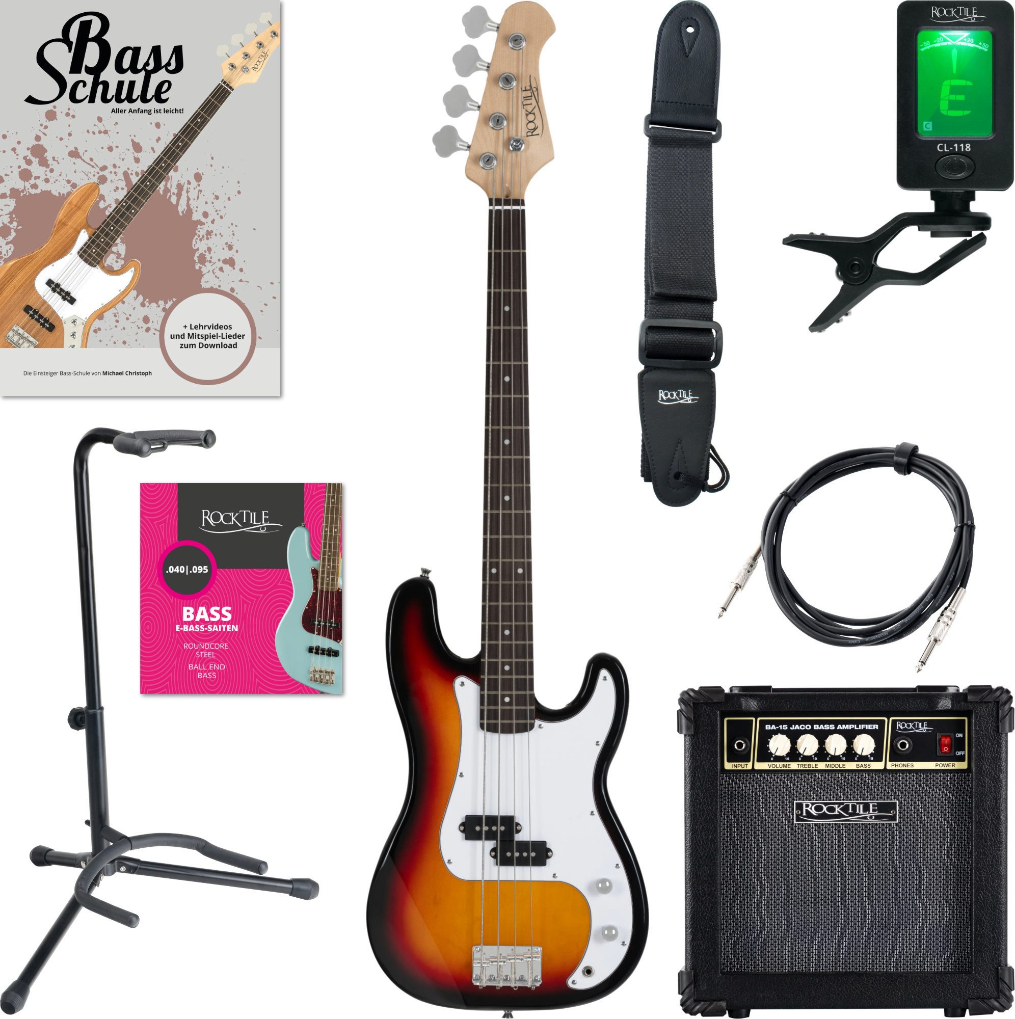 E-Bass Puncher Preci Style Elektrobass (Bassgitarre Student Set)
