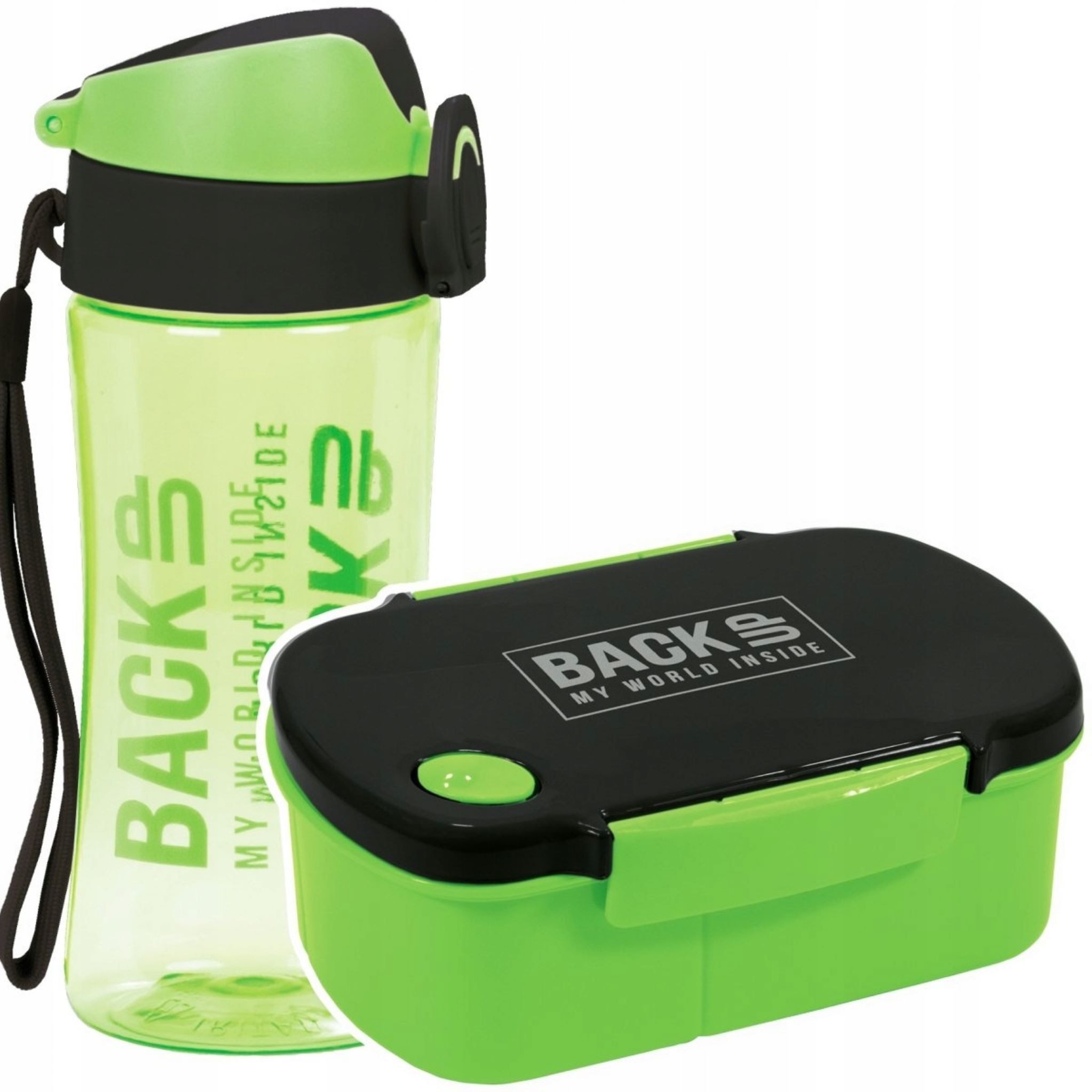 Festivalartikel Lunchbox BackUP Set Trinkflasche 400ml & Brotdose grün - Tritan BPA-frei