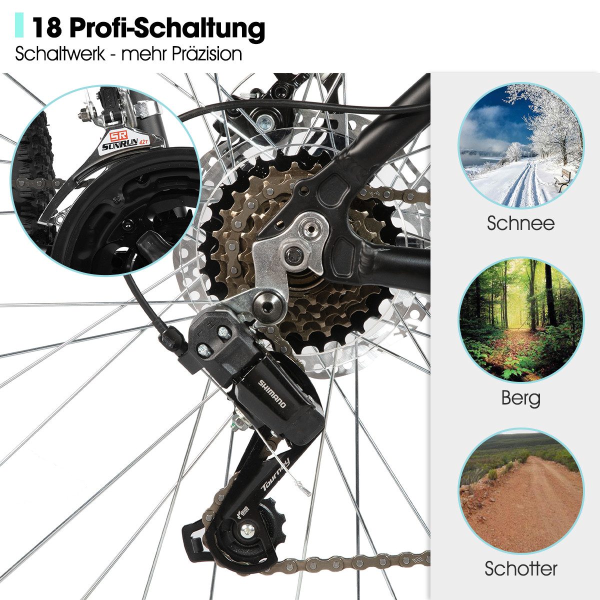 HILAND Mountainbike 26 27 29 Zoll Herren-Mountainbike,MTB Fahrrad für Erwachsene, 18-Gang, Federgabel, Aluminiumrahmen, Mechanische Scheibenbremsen