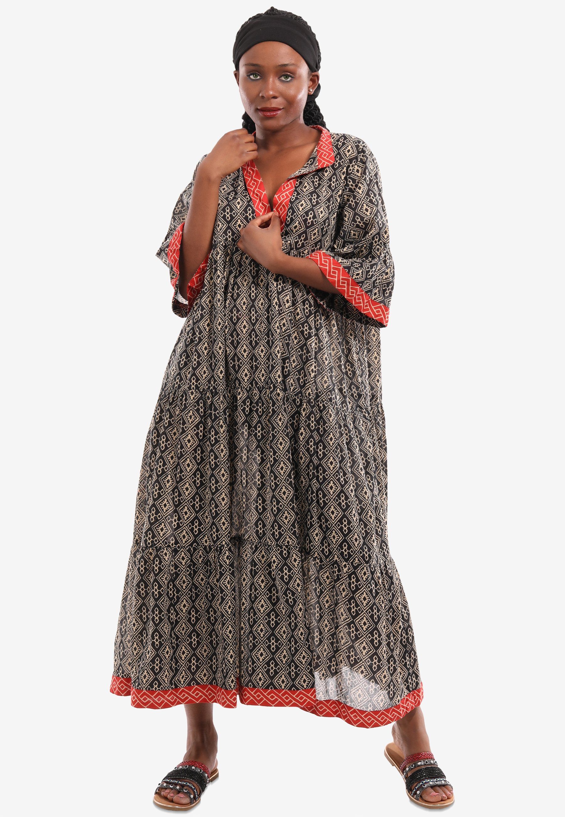 YC Fashion Style Maxikleid Sommerkleid Boho Maxikleid Alloverdruck