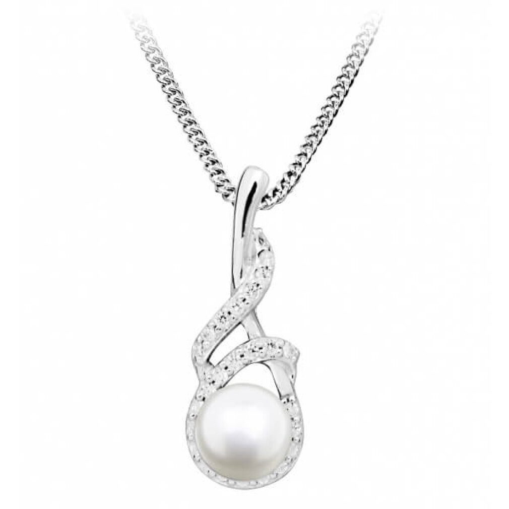 Kette mit Einhänger Gentle necklace with pearl and zircons SC413