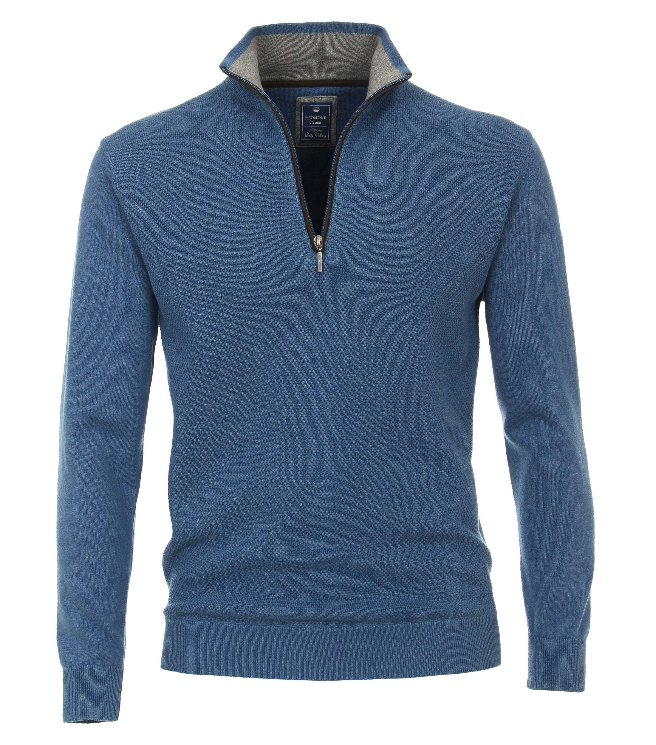 Troyer Troyer - Casual Fit - Langarm - Struktur - Blau