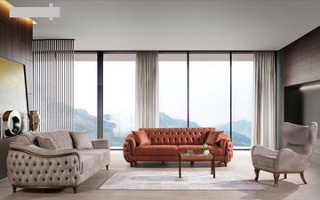 JVmoebel Chesterfield-Sofa Oranger Chesterfield Dreisitzer 3-er Couch Moderne Möbel Neu, Made in Europe