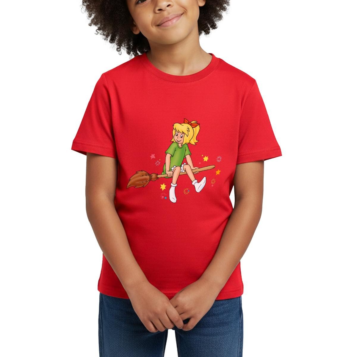 Spreadshirt T-Shirt Bibi Blocksberg Sitzt Sicher Auf Besen Kartoffelbrei Kinder T-Shirt (1-tlg)
