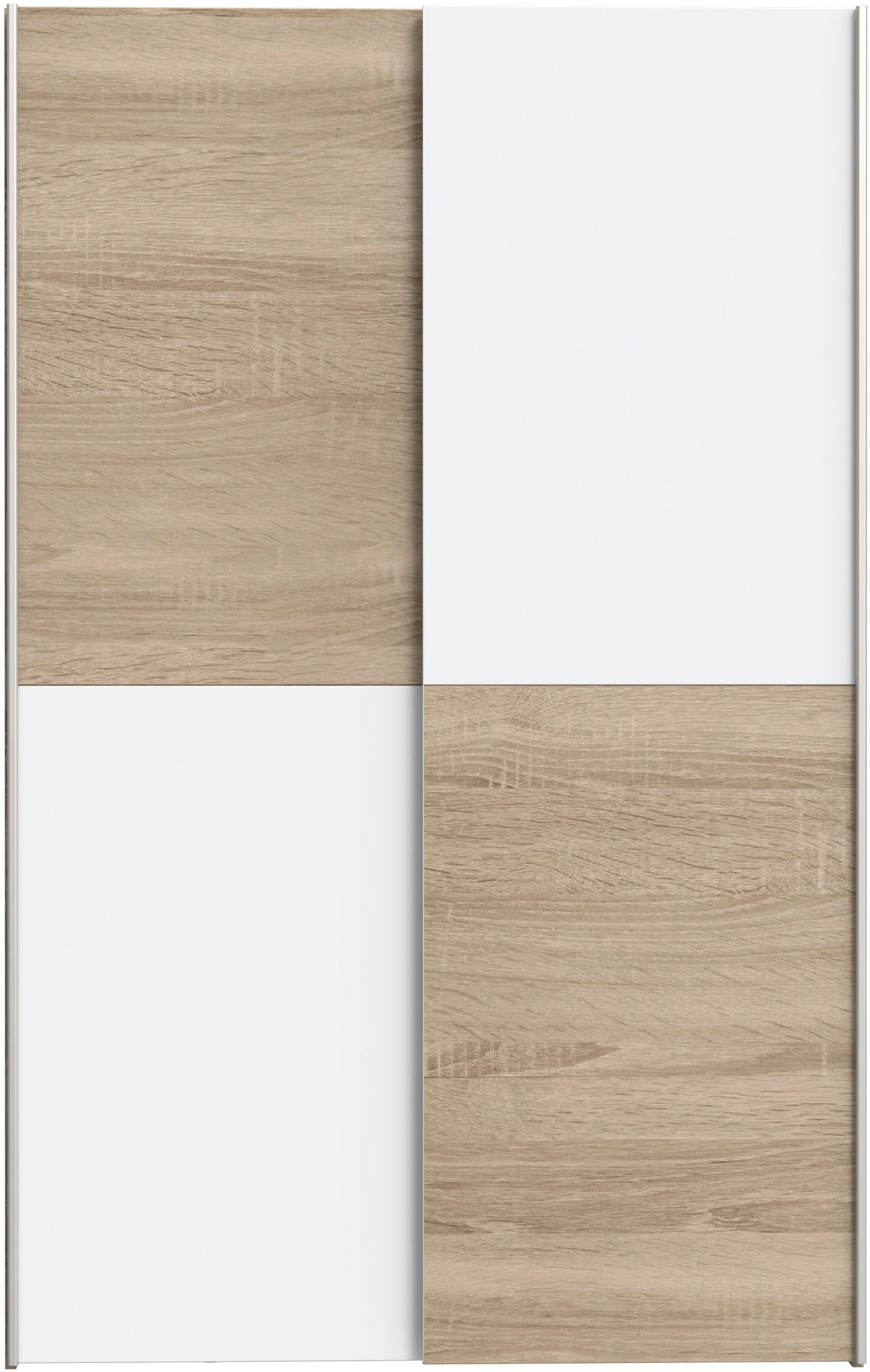 FORTE Wäscheschrank Ozzula, Mehrzweckschrank, Schwebetürenschrank, Garderobenschrank (B/H/T ca. 120/190,5/42cm, 2 Türen, 6 Einlegeböden) FSC® zertifiziert, variable Inneinteilung, 42cm tief, Made in Europe