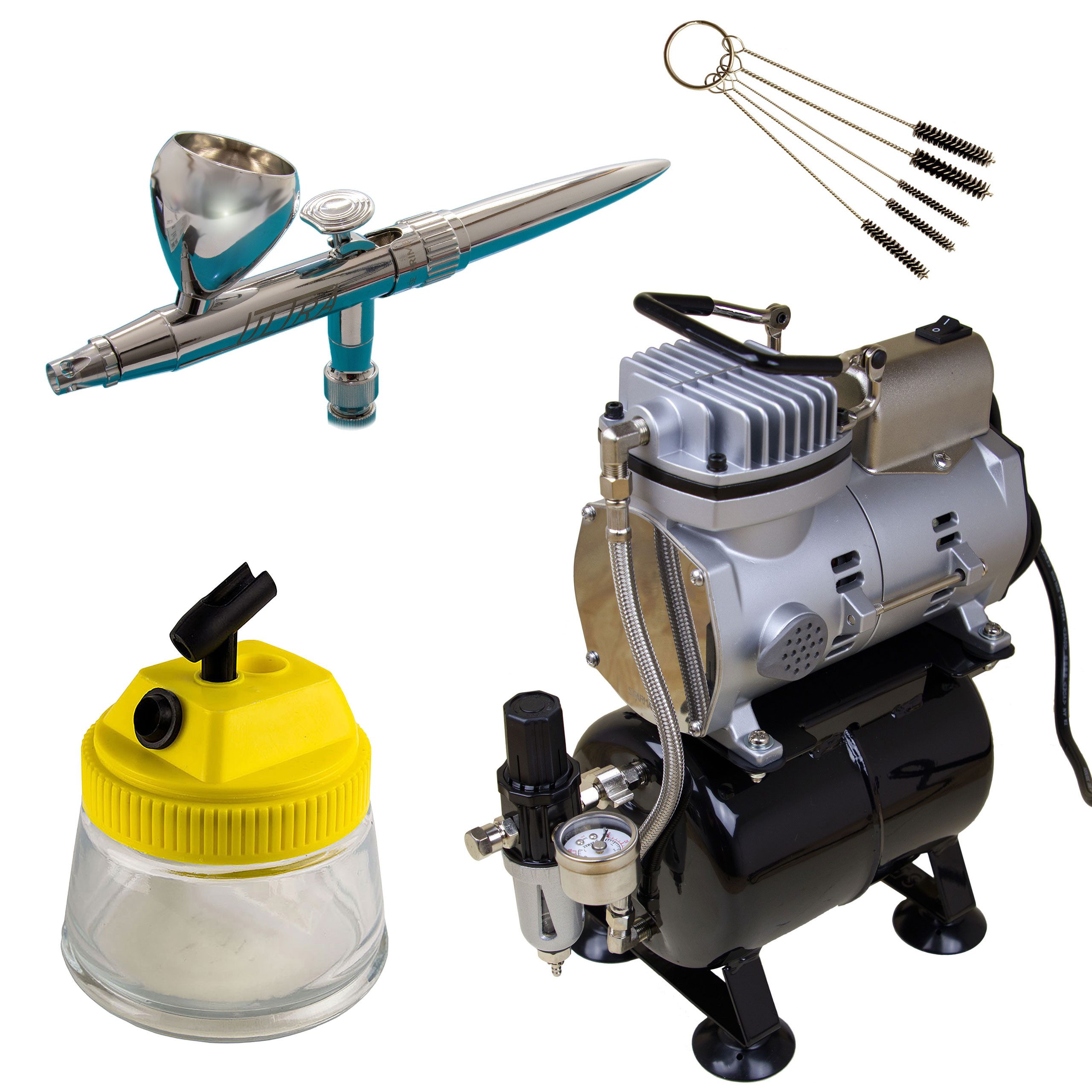 Airbrush-City Airbrush-Kompressor Sparmax TC-610H-n + H&S Ultra Airbrushpistole - Modell Airbrush-Set 10