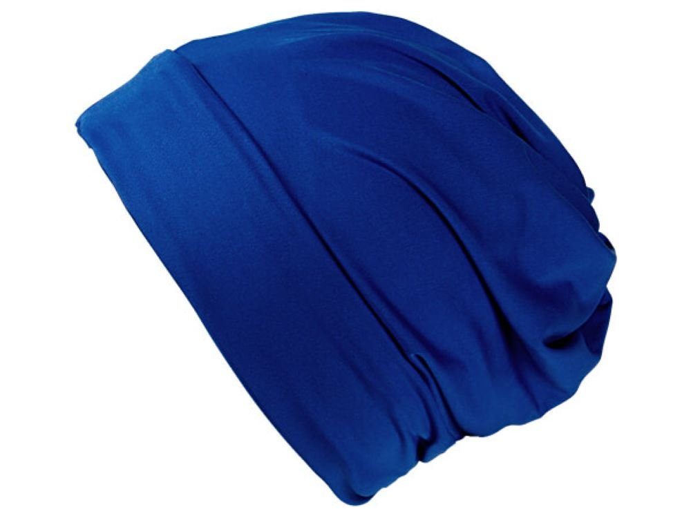 Tini - Shirts Beanie Long einem Beanie Tuch Ponytail Slouch Tuch - Mütze royal Zopflochmütze Beanie / - Schlauch Zopflochmütze blau loop Schal in und