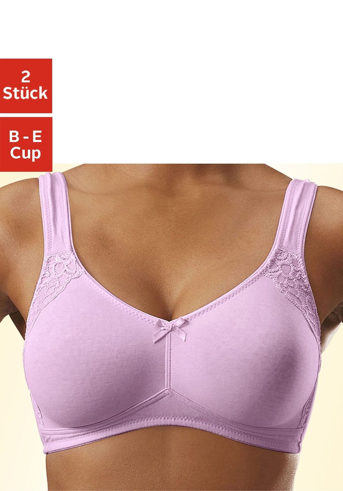 petite Dessous Stück) Soft-BH fleur 2 (Packung, Basic ohne Baumwolle, Bügel, flieder+weiß aus