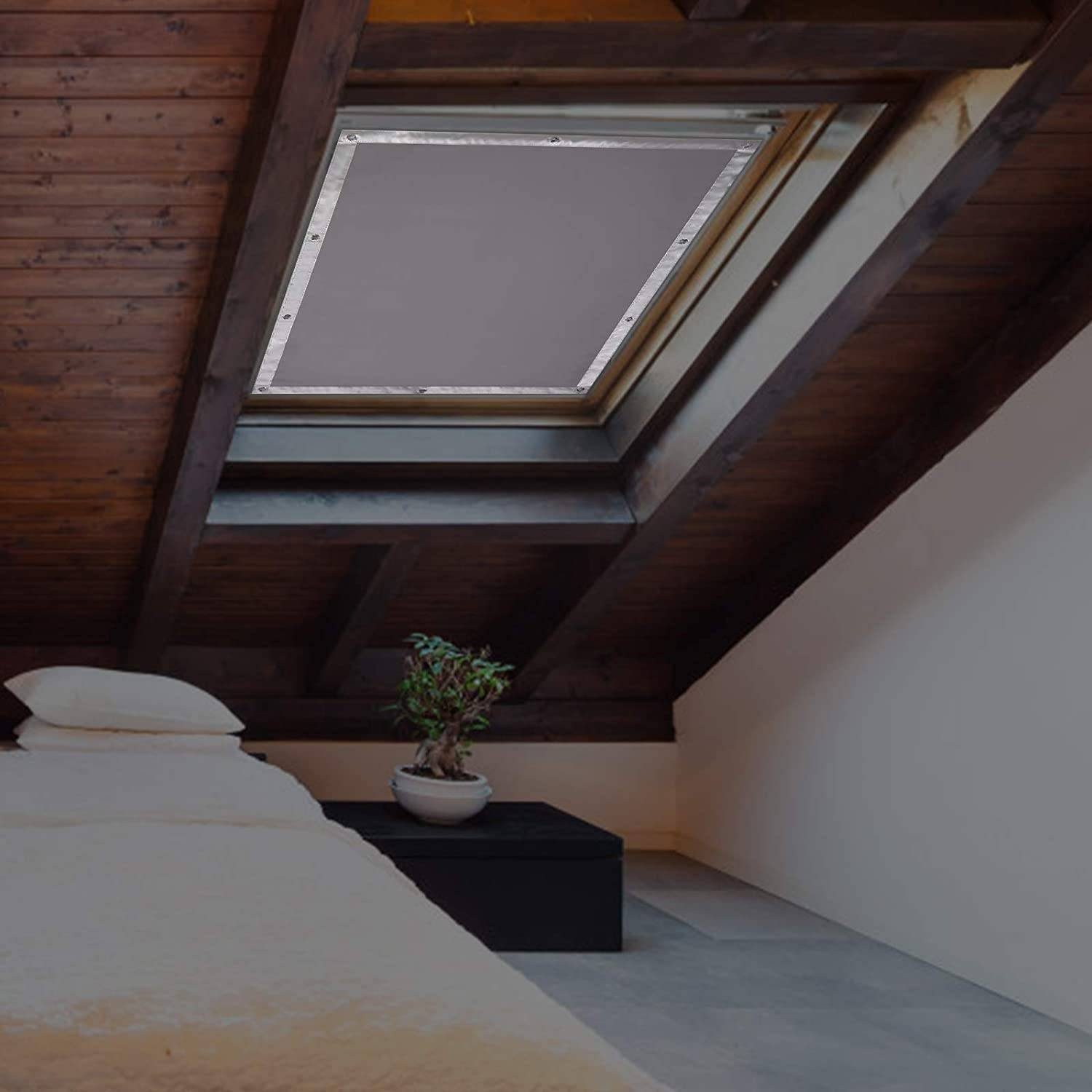 Dachfensterrollo, EUGAD, blickdicht, verspannt, Thermo Rollo Dachfenster  ohne Bohren Sonnenschutz Grau 48x73 cm online kaufen | OTTO