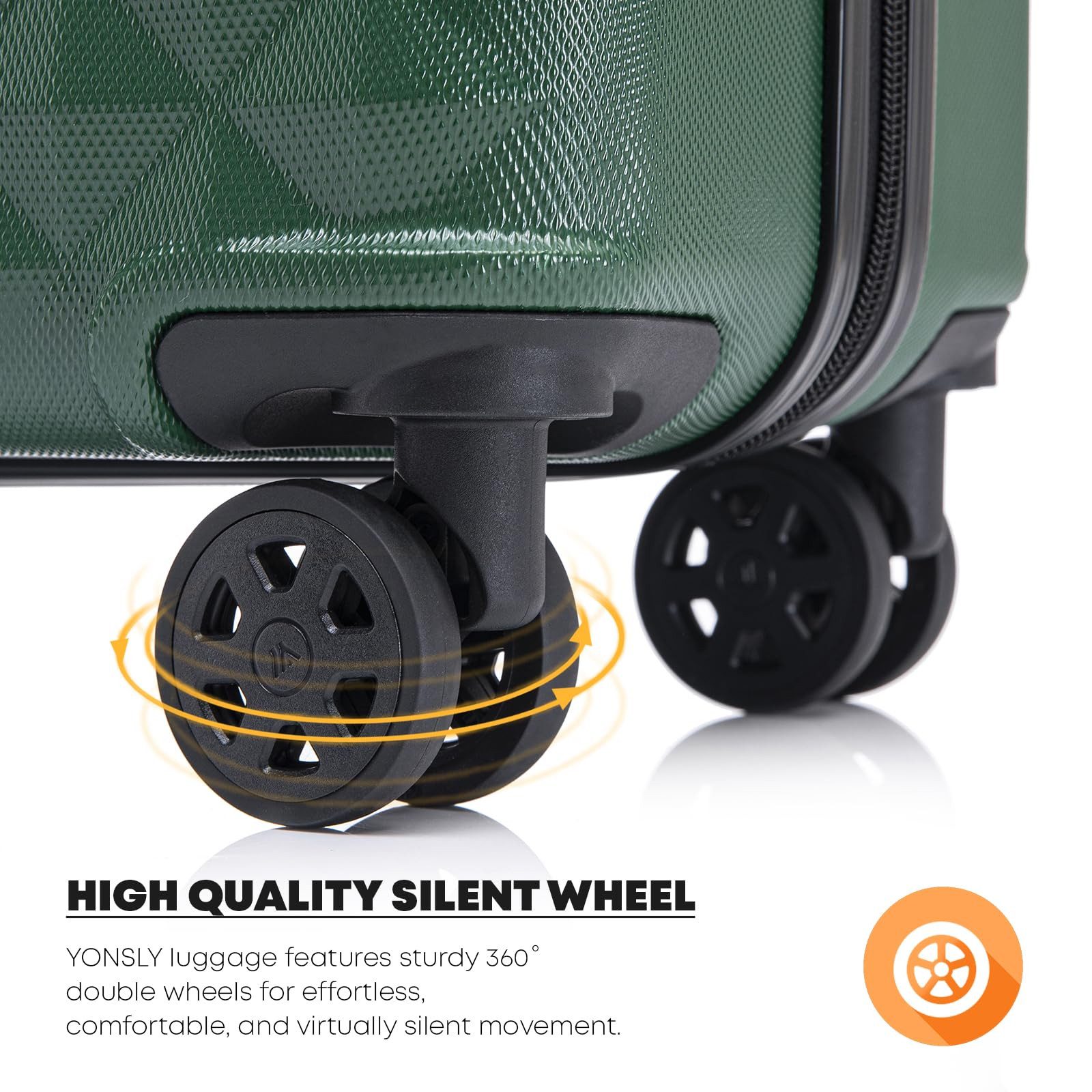 YONSLY Hartschalen-Trolley Reisekoffer Trolley Hartschalenkoffer Rollkoffer mit 4 Rollen, 4 Rollen, ABS und Aluminium, Zahlenschloss, 360°-Doppelrollen, Gummigr – Bild 4 von 5