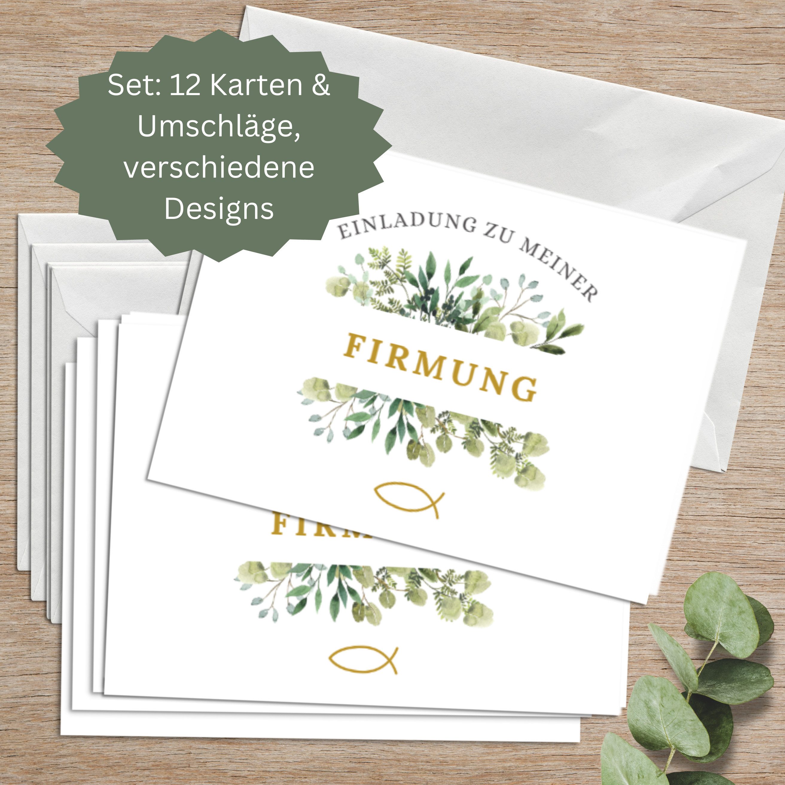 Briefzauber Einladungskarten 12x Firmung Einladungskarten mit 12x Umschlägen