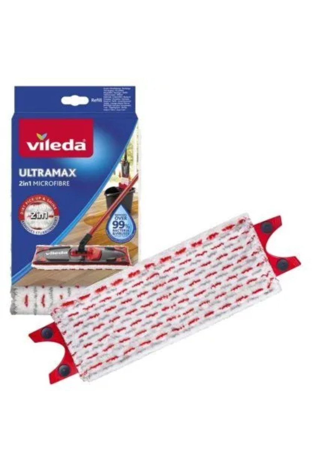 Vileda Ersatzbürste Easy Wring and Clean Turbo 2in1 // Ultramax 2in1 Microfaser, Geeignet für alle Bodenbeläge, (Packung, 1-tlg., 1 St), 2in1 Wischbezug