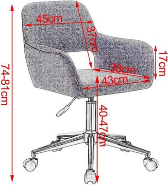 Woltu Bürostuhl (1 St), Bürohocker, Drehhocker mit Armlehne, höhenverstellbar