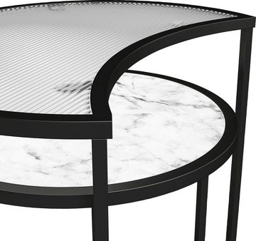 Dorel Home Beistelltisch Moon (2-St), Tischplatte aus Glas, pflegeleichte Oberfläche, Höhe 55,5 cm