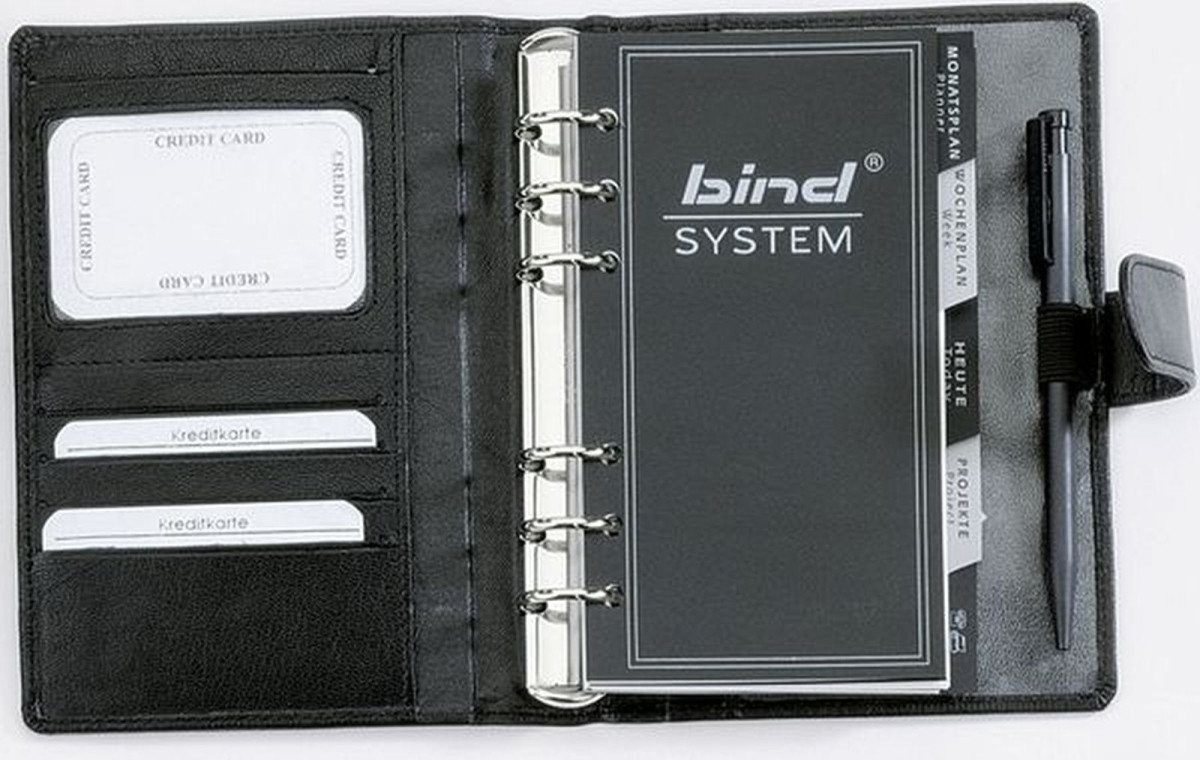 Thumbnail - BIND Terminplaner Systemplaner T1 A6 Nappaleder ohne Kalendarium schwarz