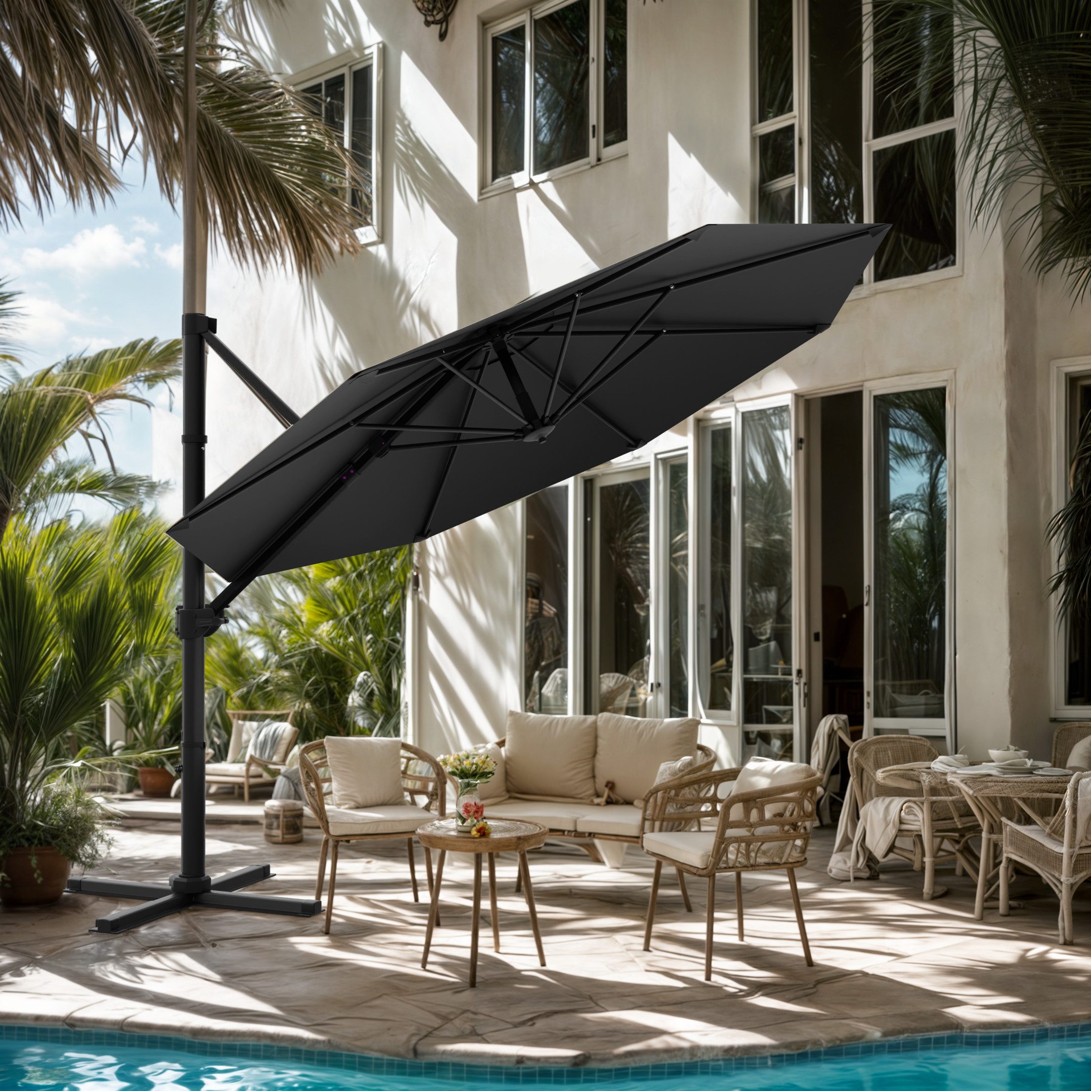 HOMALL Sonnenschirm Gartenschirm 270/330cm, mit Ständer,360° günstig online kaufen