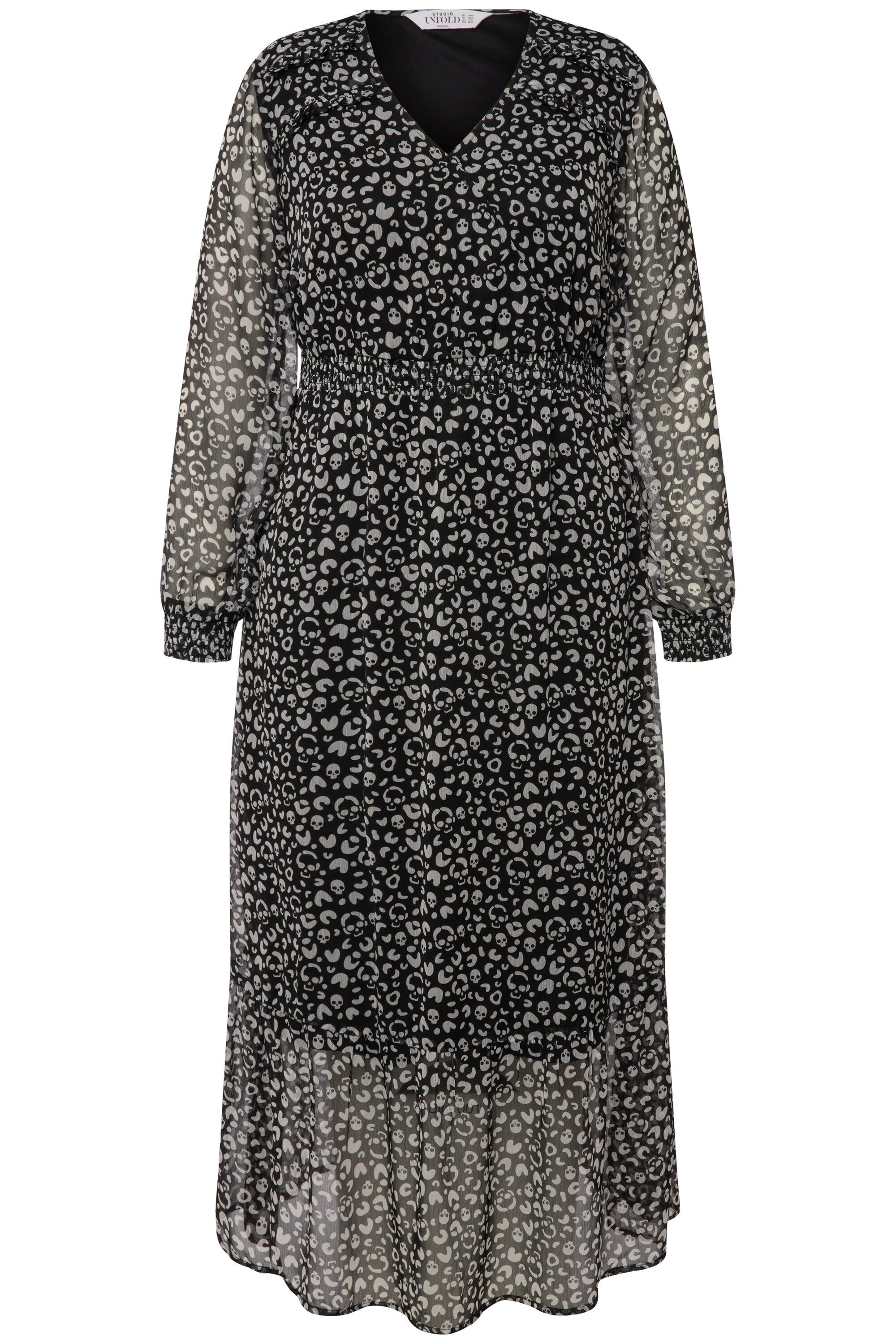 Studio Untold Maxikleid Maxikleid A-Line Totenkopf Print V-Ausschnitt günstig online kaufen