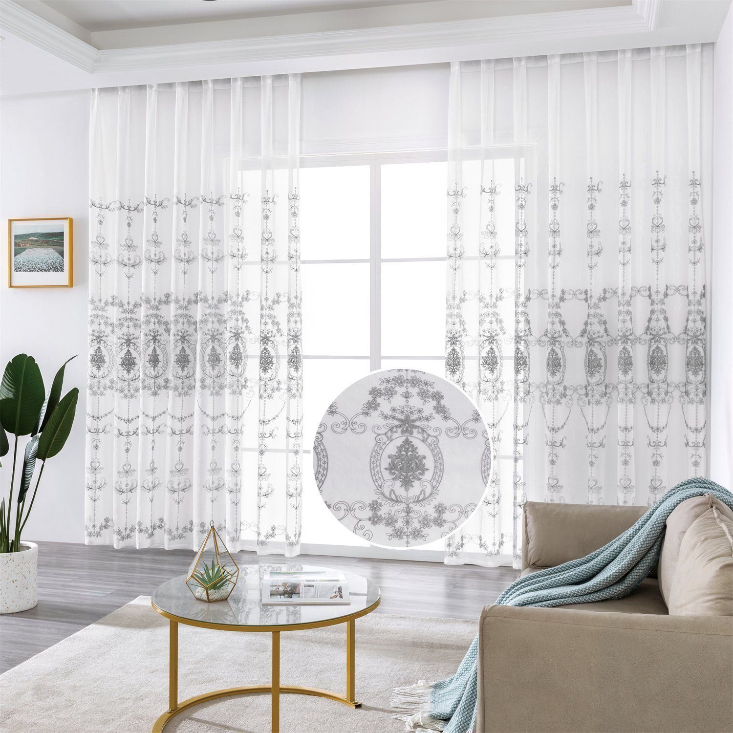 BYSURE Vorhang Blumen Stickerei Vorhänge (2 St), Ösen, transparent, Voile, günstig online kaufen