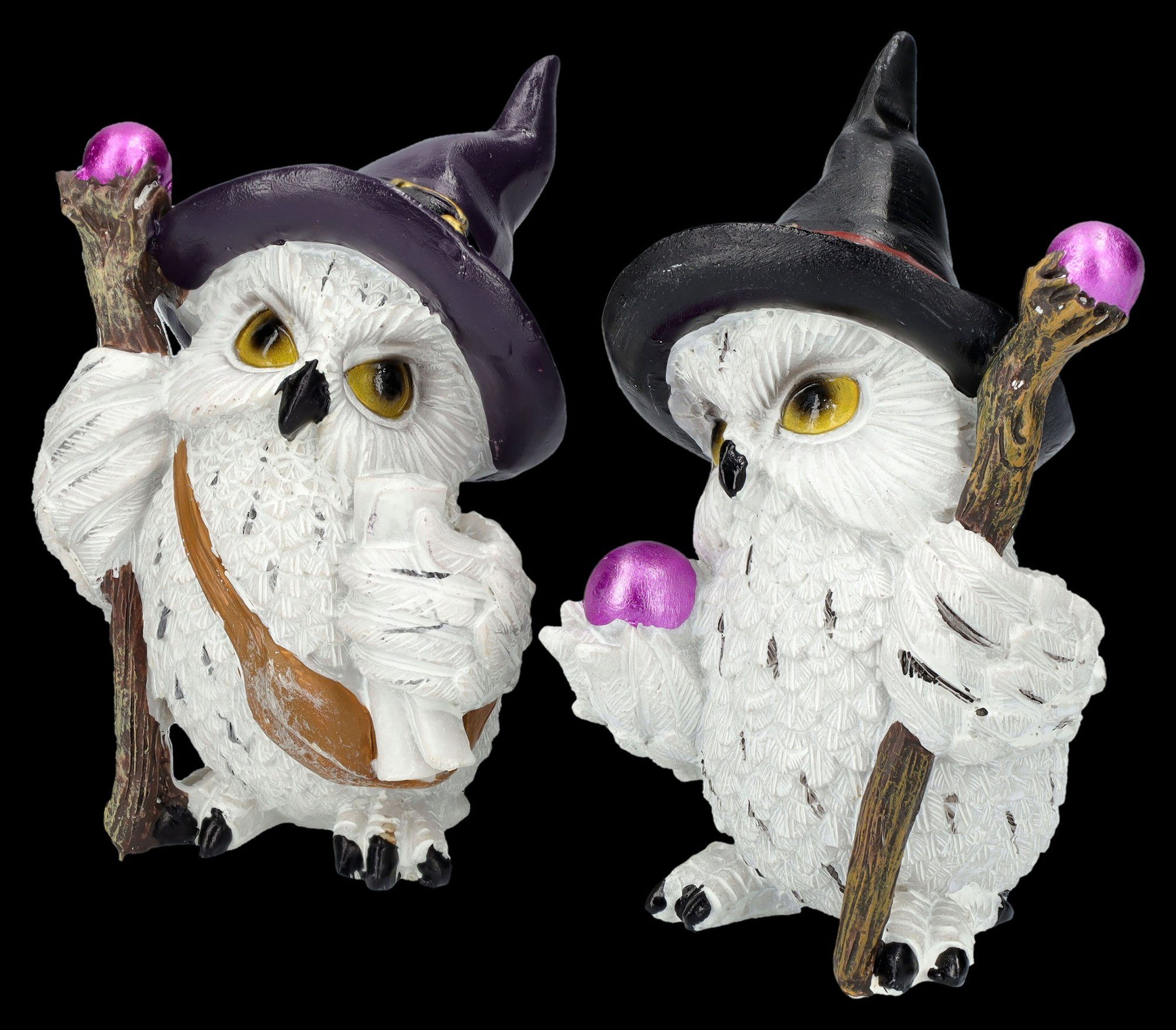 Figuren Shop GmbH Tierfigur Eulen Figuren 2er Set - Zauberer mit Stab - Fan günstig online kaufen