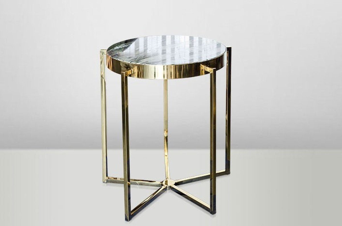 Jugendstil Tisch Casa Deco Gold Metall cm- 65 Art x 65 Möbel - Beistelltisch Blumentisch Marmor Beistelltisch Padrino /