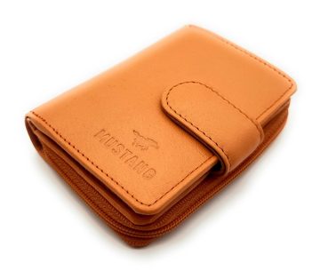 MUSTANG Mini Geldbörse kleines echt Leder Damen Portemonnaie mit RFID Schutz "Seattle", Urlaubsbörse, toller Orangeton